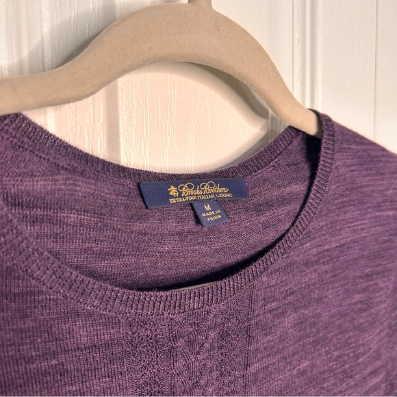 Brooks Brothers Extra Fine Italian Merino Wool Purple Long Sleeve Sweater M - Picture 3 of 8